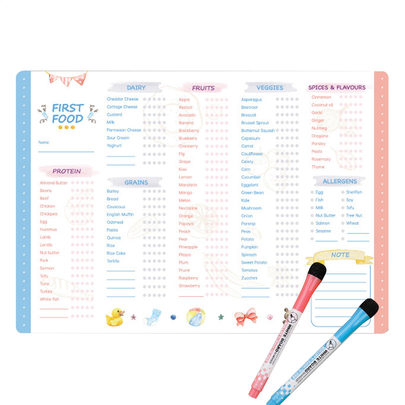 Baby Food Chart - Tableau magnétique des premières aliments pour